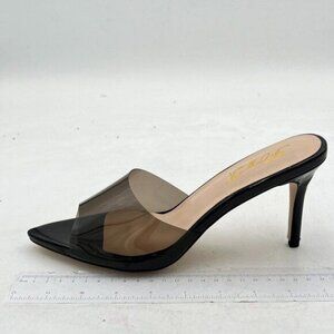 Women's PVC Clear Sandals Transparent Stiletto Sexy Rhinestone Bow Heels